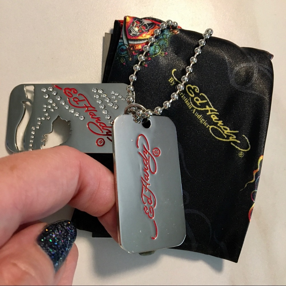 NWT Ed Hardy Dog Tag Necklace with COA and pouch - Picture 5 of 8